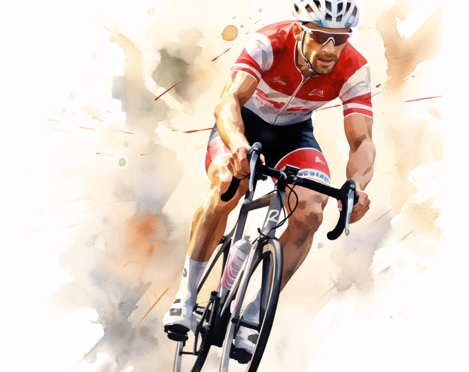 Cyclist Clipart, Sports Rider Images, 10 Watercolor Clip Art, Printable JPGs, Instant Download, Commercial Use, Paper craft