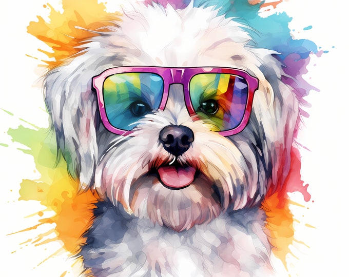 Maltese Clipart, Cool Dog Images, 10 Watercolor Clip Art, Printable JPGs, Instant Download, Commercial Use, Paper craft