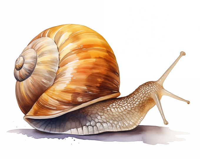 Snail Clipart, Garden Snails Images, 10 Watercolor Clip Art, Printable JPGs, Instant Download, Commercial Use, Paper craft