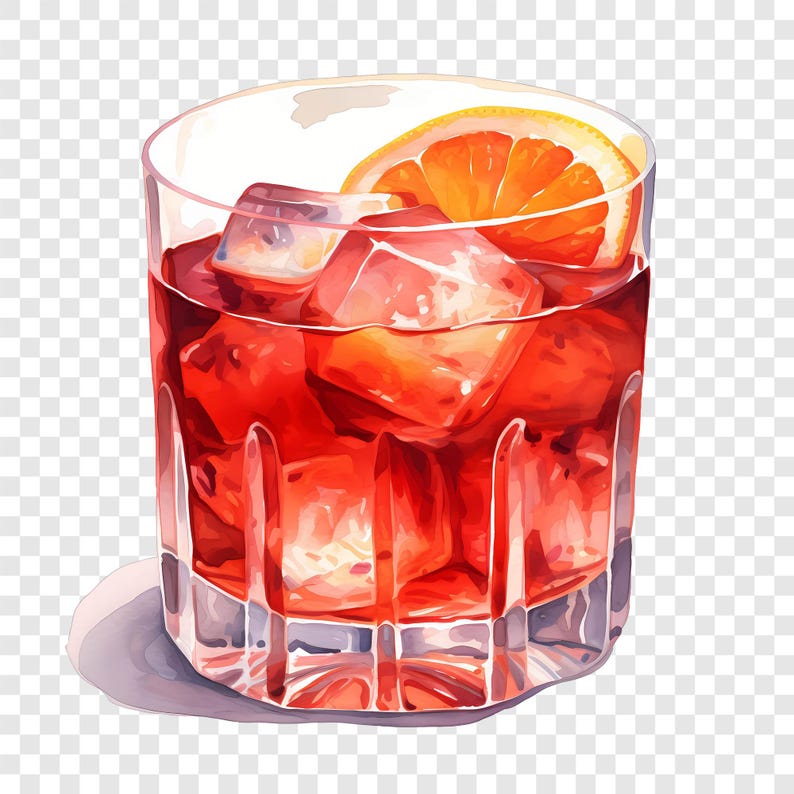 8 PNG Negroni Cocktail Clipart, Orange Drink Bilder, Aquarell Getränke Clip Art, Instant Download Bild 1
