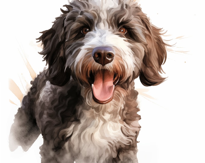 Spanish Water Dog Clipart, Spanish Dog Images, 10 Watercolor Clip Art, Printable JPGs, Instant Download, Commercial Use, Paper craft
