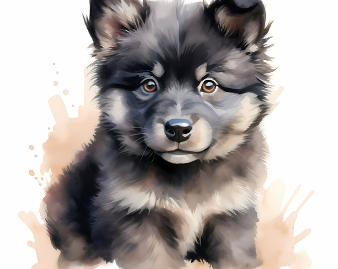 Swedish Lapphund Dog Clipart, Puppy Dog Images, 10 Watercolor Clip Art, Printable JPGs, Instant Download, Commercial Use, Paper craft
