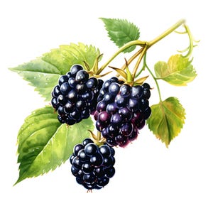More Clipart, Immagini di frutti di mora, 10 clipart ad acquerello, JPG stampabili, Download immediato, Uso commerciale, Artigianato di carta