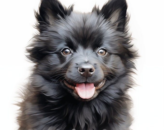 Schipperke Dog Clipart, Spits, Puppy Dog Images, 10 Watercolor Clip Art, Printable JPGs, Instant Download, Commercial Use, Paper craft