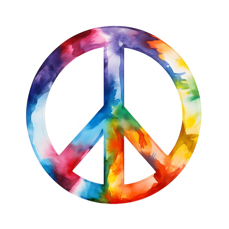 Peace Scheme Watercolor Peace Sign Clipart: Rainbow Peace Symbol Images (jpgs ...