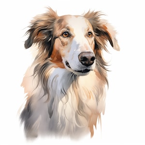 Borzoi Clipart, Borzoi Dog Images, 10 Watercolor Clip Art, Printable JPGs, Instant Download, Commercial Use, Paper craft