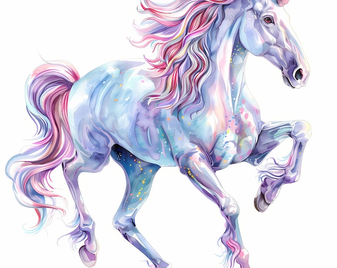 Unicorn Clipart, Unicorn Images, 10 Watercolor Clip Art, Printable JPGs, Instant Download, Commercial Use, Paper craft
