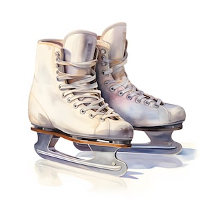 Clipart de patins à glace, images de patins artistiques, 10 images clipart aquarelle, fichiers JPG imprimables, téléchargement immédiat, usage commercial, créations en papier