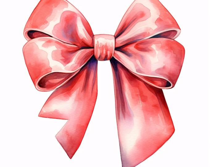 Christmas Bow Clipart, Holiday Ribbon Images, 10 Watercolor Clip Art, Printable JPGs, Instant Download, Commercial Use, Paper craft