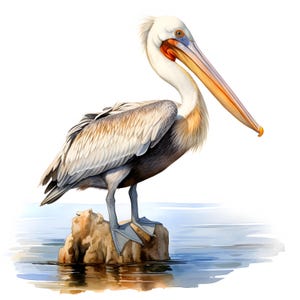 Clipart pélican, images d'oiseaux de mer, 10 images clipart aquarelle, fichiers JPG imprimables, téléchargement immédiat, usage commercial, créations en papier