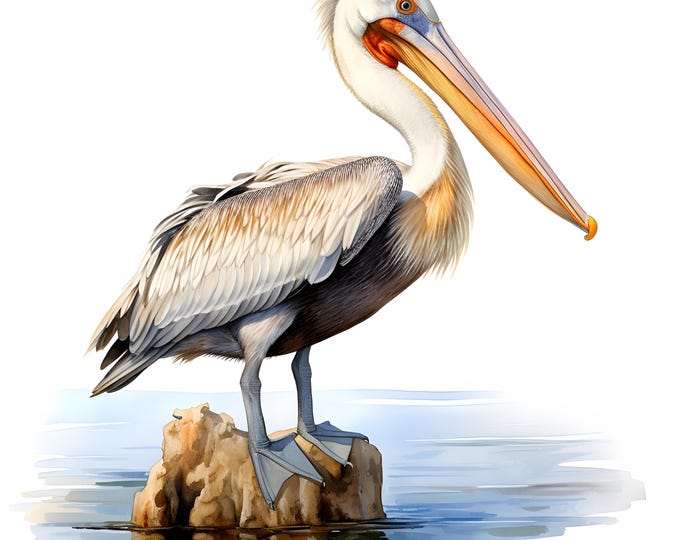 Pelican Clipart, Sea Bird Images, 10 Watercolor Clip Art, Printable JPGs, Instant Download, Commercial Use, Paper craft