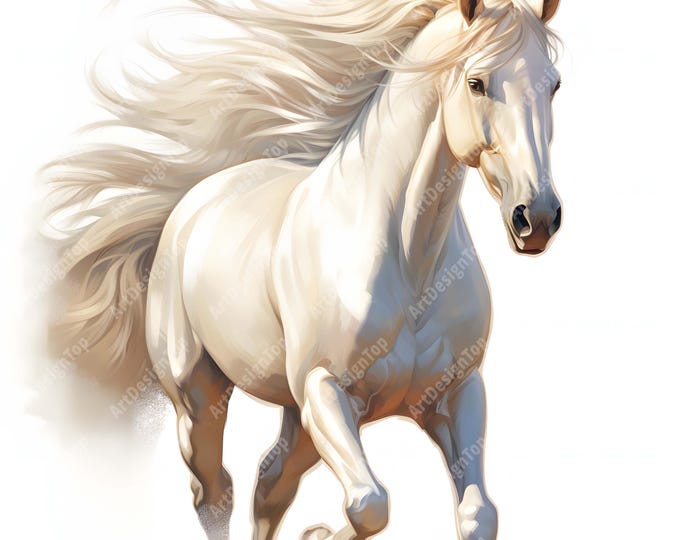 White Horse Clipart, Farm Horse Images, 10 Watercolor Clip Art, Printable JPGs, Instant Download, Commercial Use, Paper craft