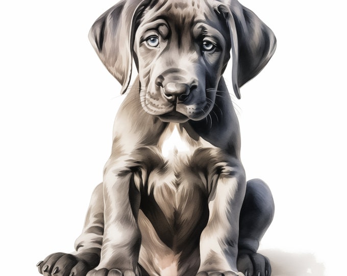 Great Dane Dog Clipart, Puppy Dog Images, 10 Watercolor Clip Art, Printable JPGs, Instant Download, Commercial Use, Paper craft