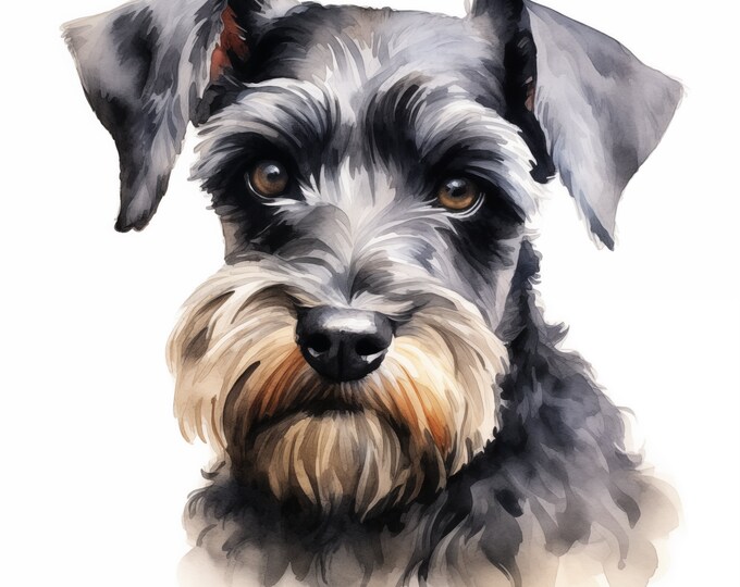 Schnauzer Dog Clipart, Puppy Dog Images, 10 Watercolor Clip Art, Printable JPGs, Instant Download, Commercial Use, Paper craft