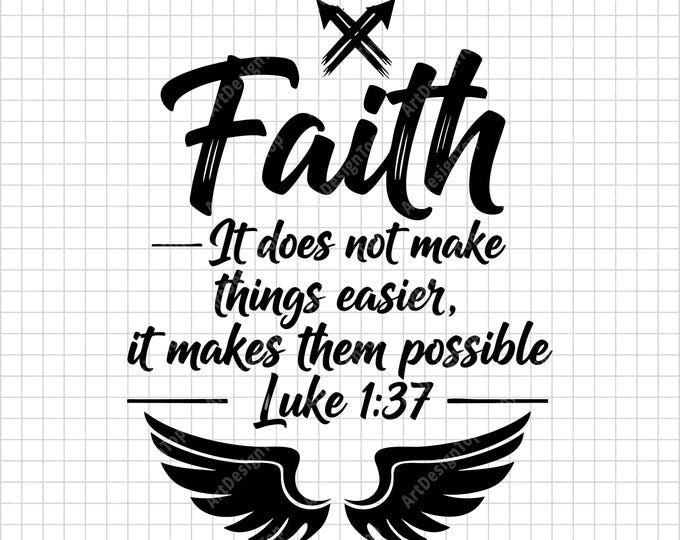 Faith Makes Things Possible Luke 1:37 SVG | Christian Bible Verse Shirt Design