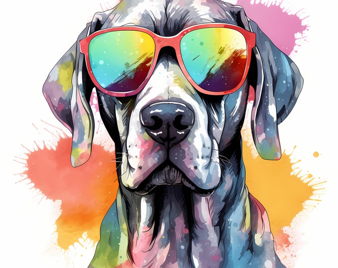Great Dane Clipart, Cool Dog Images, 10 Watercolor Clip Art, Printable JPGs, Instant Download, Commercial Use, Paper craft, German Mastiff