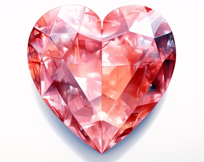 Crystal Heart Clipart, Gemstone Love Images, 10 Watercolor Clip Art, Printable JPGs, Instant Download, Commercial Use, Paper craft