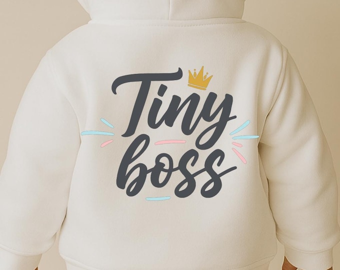 Tiny Boss SVG, Funny Baby Quote T-Shirt Print, Crown DXF PNG Design for Cricut Silhouette