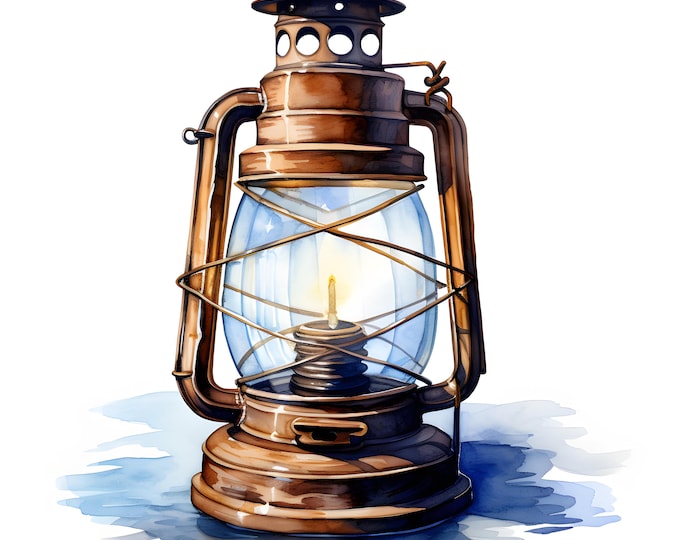 Sea Lantern Clipart, Rustic Lantern Images, 10 Watercolor Clip Art, Printable JPGs, Instant Download, Commercial Use, Paper craft