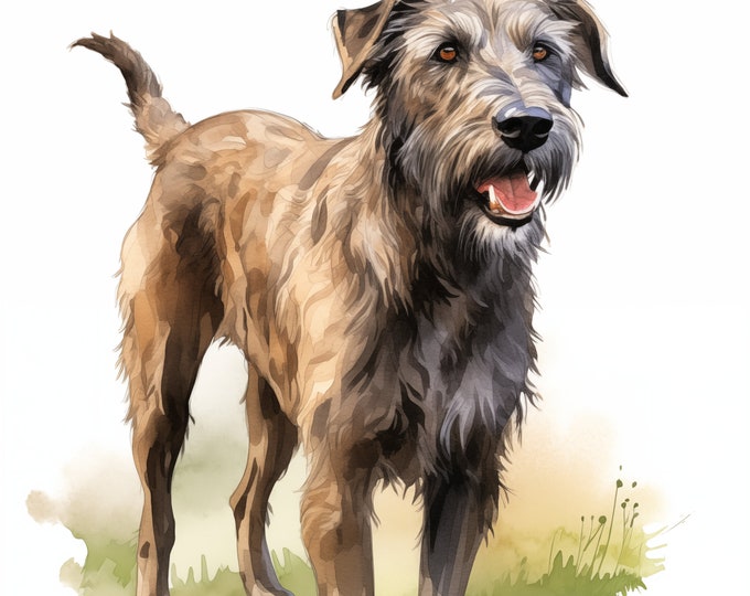 Irish Wolfhound Clipart, Irish Wolfhound Dog Images, 10 Watercolor Clip Art, Printable JPGs, Instant Download, Commercial Use, Paper craft