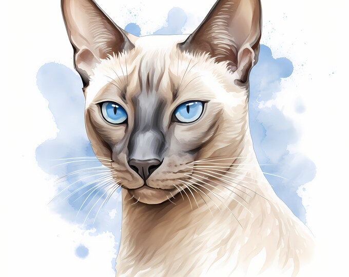 Tonkinese Clipart, Tonkinese Cat Images, 10 Watercolor Clip Art, Printable JPGs, Instant Download, Commercial Use, Paper craft