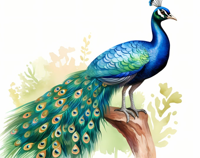 Peacock Clipart, Adorable Peacock Images, 10 Watercolor Clip Art, Printable JPGs, Instant Download, Commercial Use, Paper craft