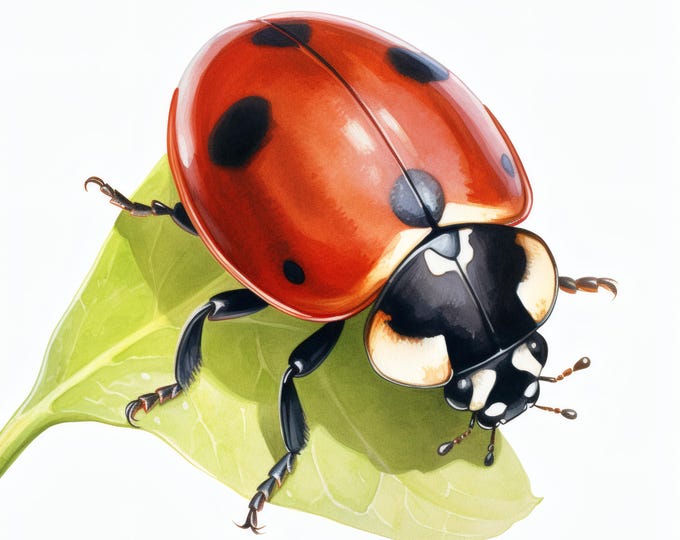 Ladybugs Clipart, Cute Insect Images, 10 Watercolor Clip Art, Printable JPGs, Instant Download, Commercial Use, Paper craft