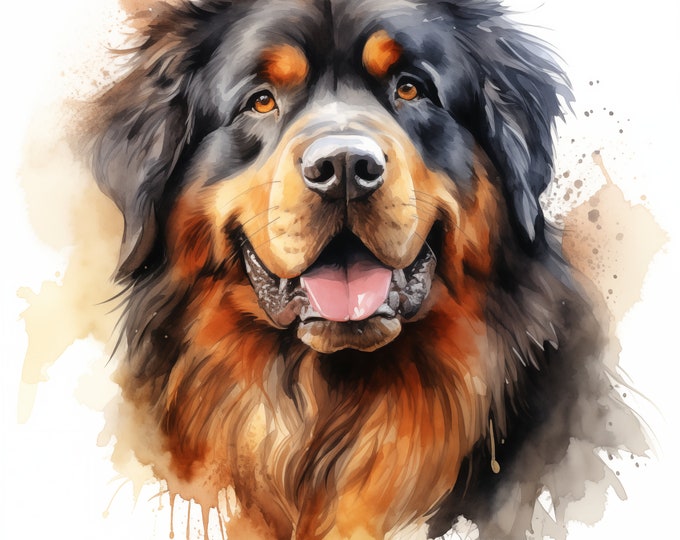 Tibetan Mastiff Clipart, Mastiff Dog Images, 10 Watercolor Clip Art, Printable JPGs, Instant Download, Commercial Use, Paper craft