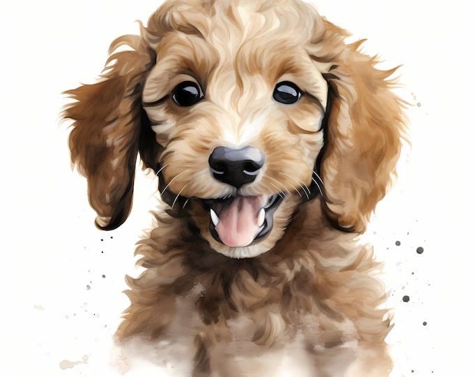 Poodle Dog Clipart, Puppy Dog Images, 10 Watercolor Clip Art, Printable JPGs, Instant Download, Commercial Use, Paper craft