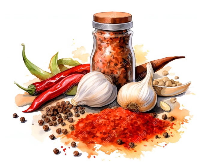 Spices Clipart, Kitchen Spices Images, 10 Watercolor Clip Art, Printable JPGs, Instant Download, Commercial Use, Paper craft