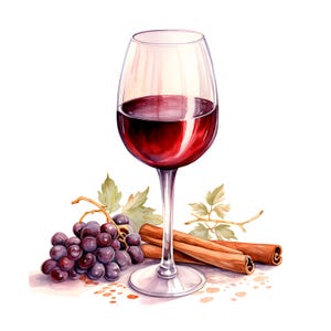 Clipart de verre de vin chaud, images de vin rouge aux épices, 10 cliparts aquarelle, JPG imprimable, téléchargement immédiat, usage commercial, créations en papier