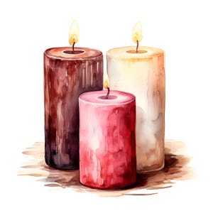 Kerzen Clipart, rustikale Kerzen Bilder, 10 Aquarell Clip Art, druckbare JPGs, Sofort Download, kommerzielle Nutzung, Papiermodell