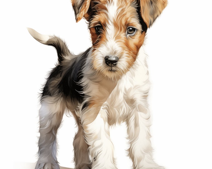 Fox Terrier Clipart, Puppy Dog Images, 10 Watercolor Clip Art, Printable JPGs, Instant Download, Commercial Use, Paper craft