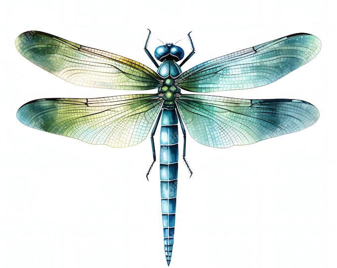 Dragonfly Clipart, Colorful Dragonfly Images, 10 Watercolor Clip Art, Printable JPGs, Instant Download, Commercial Use, Paper craft