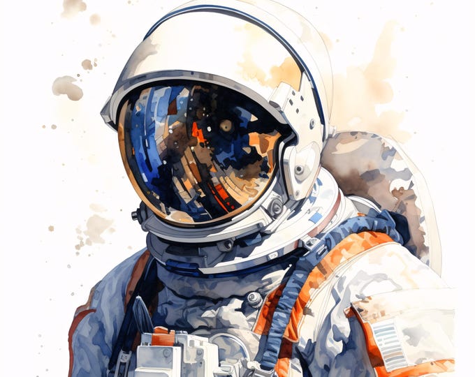 Astronaut Clipart, Space Explorer Images, 10 Watercolor Clip Art, Printable JPGs, Instant Download, Commercial Use, Paper craft