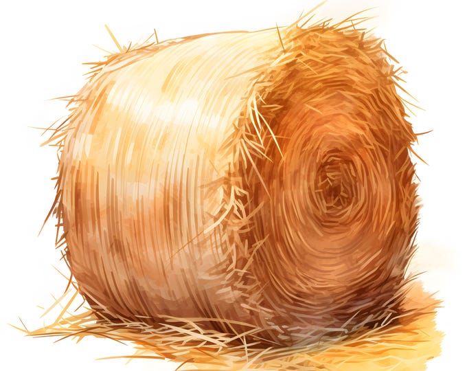 Bale of Hay Clipart, Hay Bale Images, 10 Watercolor Clip Art, Printable JPGs, Instant Download, Commercial Use, Paper craft