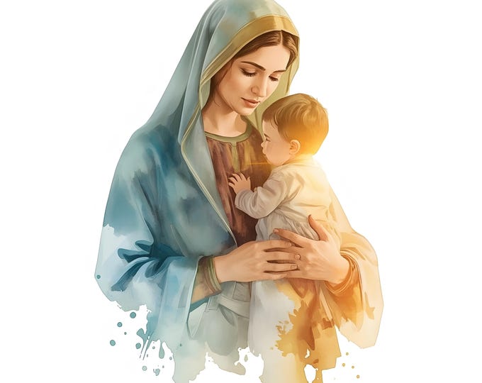 Madonna Clipart, Mother and Child Images, 10 Watercolor Clip Art, Printable JPGs, Instant Download, Commercial Use, Paper Craft