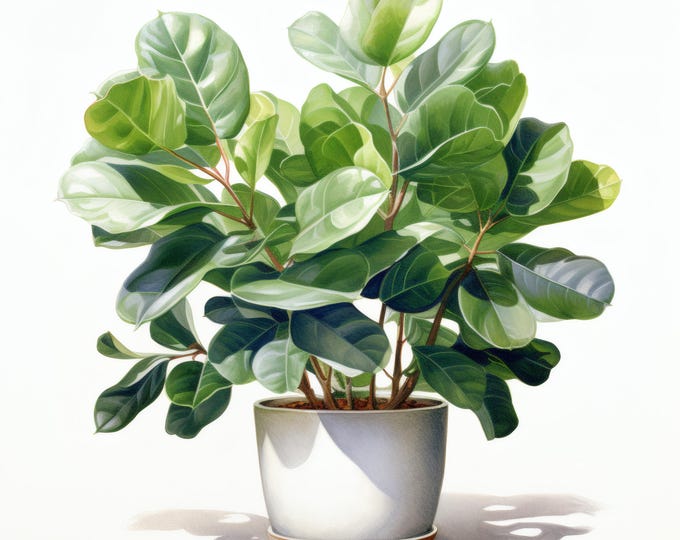 Ficus Plant Clipart, Houseplant Images, 10 Watercolor Clip Art, Printable JPGs, Instant Download, Commercial Use, Paper craft