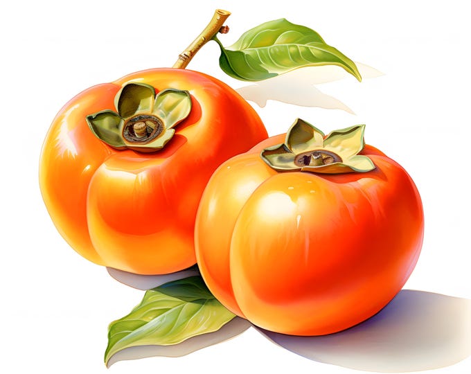 Persimmon Clipart, Fruit Images, 10 Watercolor Clip Art, Printable JPGs, Instant Download, Commercial Use, Paper craft