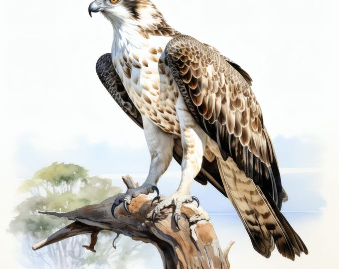 Osprey Clipart, Bird of Prey Images, 10 Watercolor Clip Art, Printable JPGs, Instant Download, Commercial Use, Paper craft