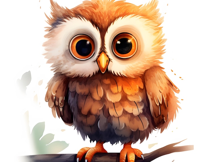 Owl Clipart, Cartoon Owl Images, 10 Watercolor Clip Art, Printable JPGs, Instant Download, Commercial Use, Paper craft