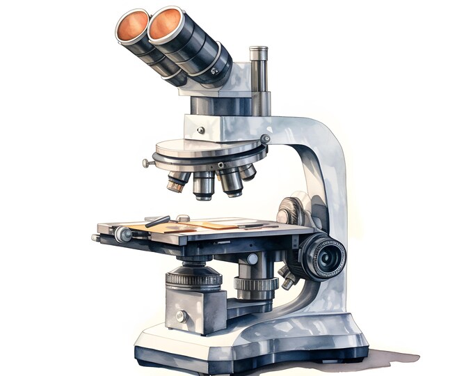 Microscope Clipart, Science Images, 10 Watercolor Clip Art, Printable JPGs, Instant Download, Commercial Use, Paper craft