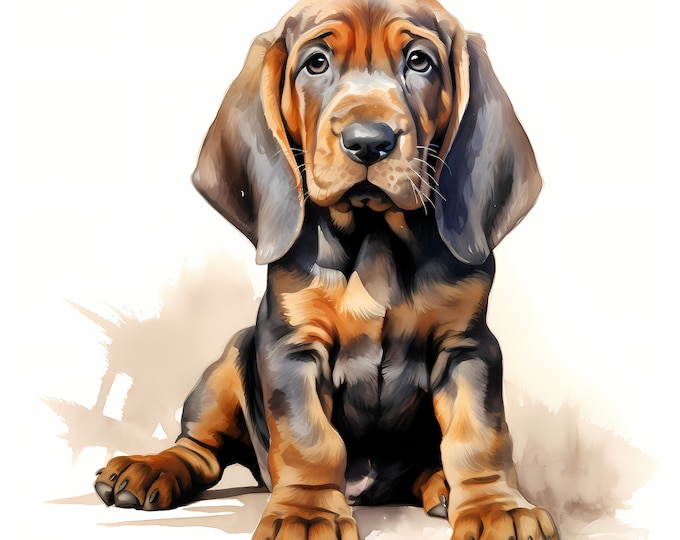 Bloodhound Dog Clipart, Puppy Dog Images, 10 Watercolor Clip Art, Printable JPGs, Instant Download, Commercial Use, Paper craft