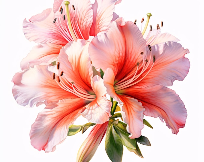 Lily Flower Clipart, Pink Bloom Images, 10 Watercolor Clip Art, Printable JPGs, Instant Download, Commercial Use, Paper Craft