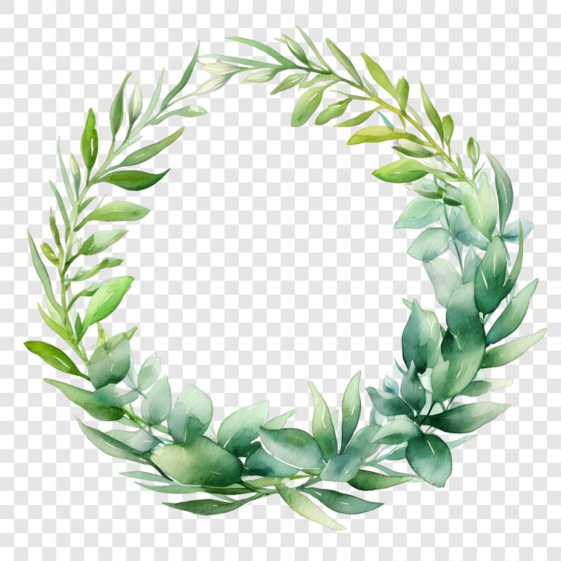 10 PNG Greenery Wreath Clipart, Botanical Frame Images, Watercolor Clip ...