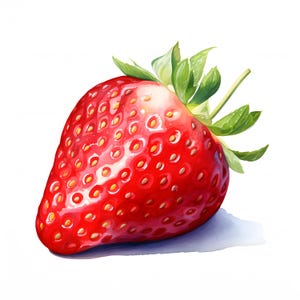 Imágenes prediseñadas de fresas, imágenes de bayas de fresa, 10 imágenes prediseñadas de acuarela, archivos JPG imprimibles, descarga instantánea, uso comercial, manualidades de papel