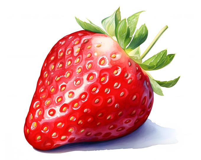 Strawberry Clipart, Straw Berry Images, 10 Watercolor Clip Art, Printable JPGs, Instant Download, Commercial Use, Paper craft