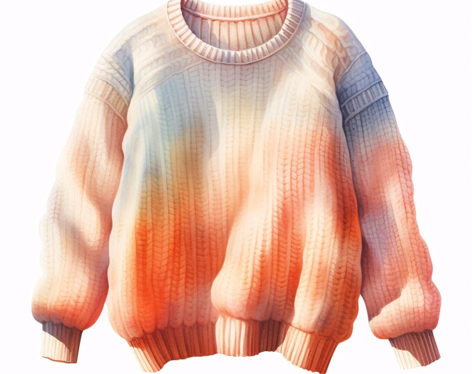 Sweater Clipart, Cozy Clothing Images, 10 Watercolor Clip Art, Printable JPGs, Instant Download, Commercial Use, Paper craft