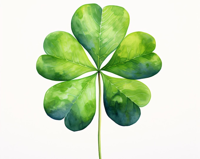Leaf Clover Clipart, Lucky Shamrock Images, 10 Watercolor Clip Art, Printable JPGs, Instant Download, Commercial Use, Paper craft