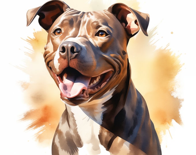 Pit Bull Clipart, American Pitbull Dog Images, 10 Watercolor Clip Art, Printable JPGs, Instant Download, Commercial Use, Paper craft
